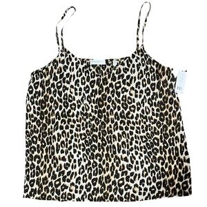 EQUIPMENT FEMME Layla‎ Cami Top Size L Leopard Print 100% Silk Sleeveless Tank